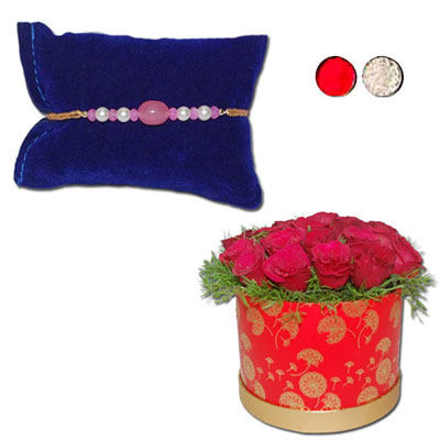 "Rakhi with Flowers - code F06 - Click here to View more details about this Product